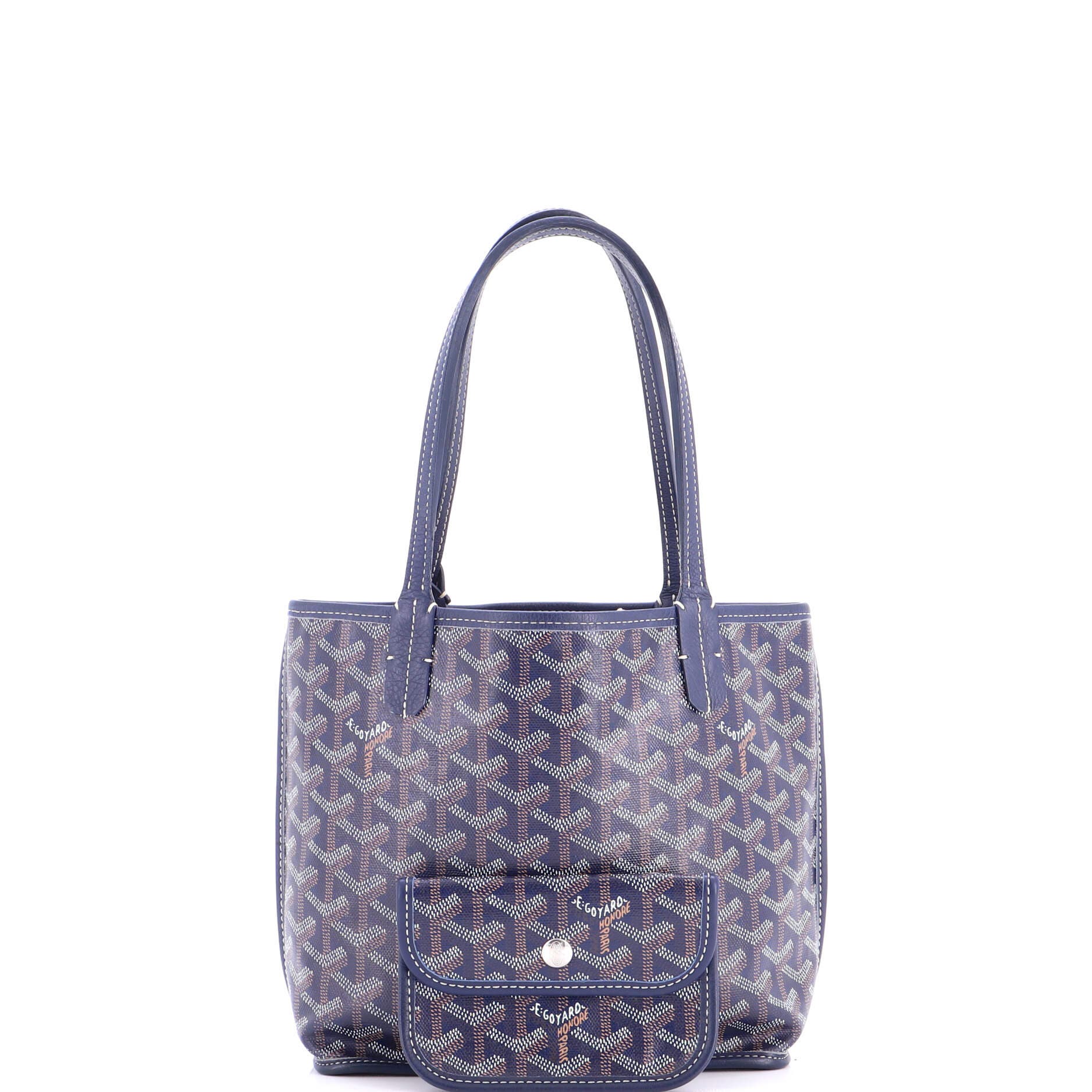 Pre-Owned Goyard Anjou Reversible Tote Coated Canvas Mini, Alternate, color, Blue
