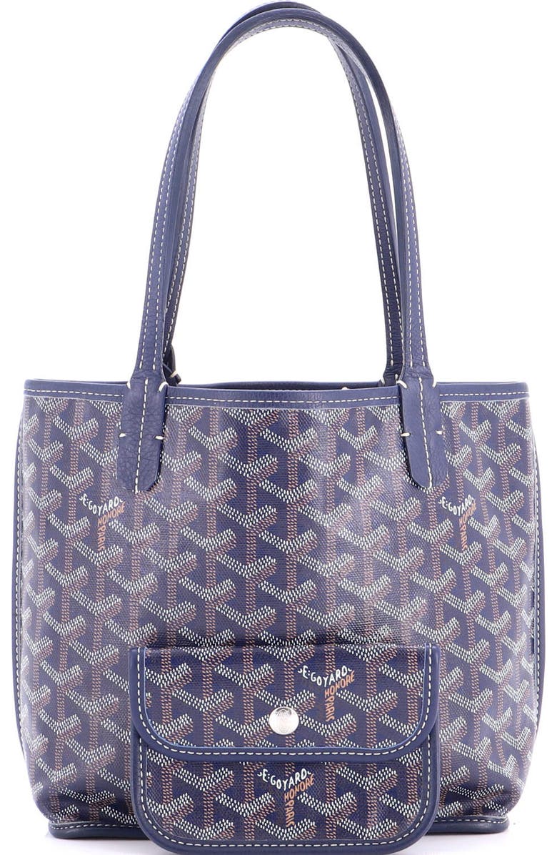 Pre-Owned Goyard Anjou Reversible Tote Coated Canvas Mini, Alternate, color, Blue