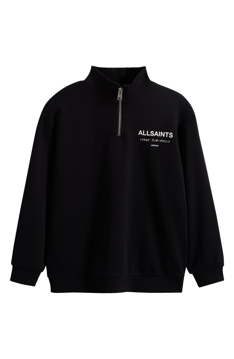 smALLSAINTS by ALLSAINTS Kids' Underground Oversize Half Zip Sweatshirt, Main, color, Black