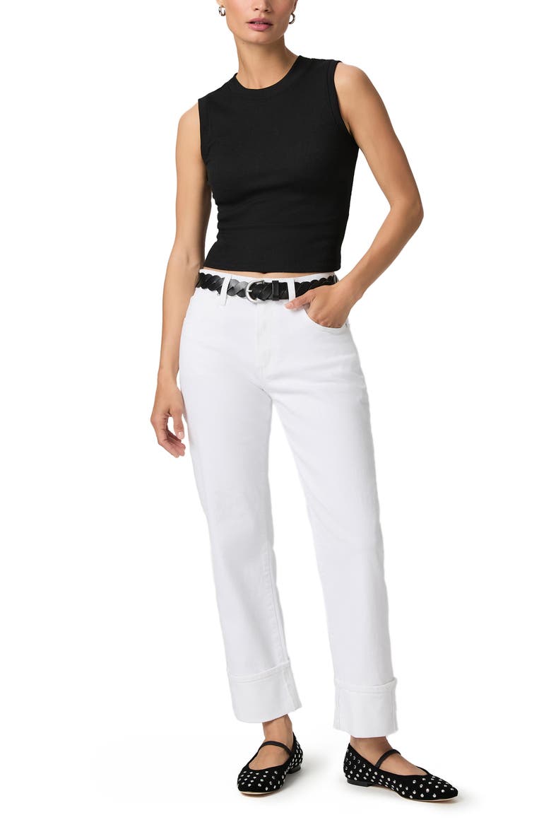 Morgan Cuffed Ankle Straight Leg Jeans, Alternate, color, LAUNDERED WHITE