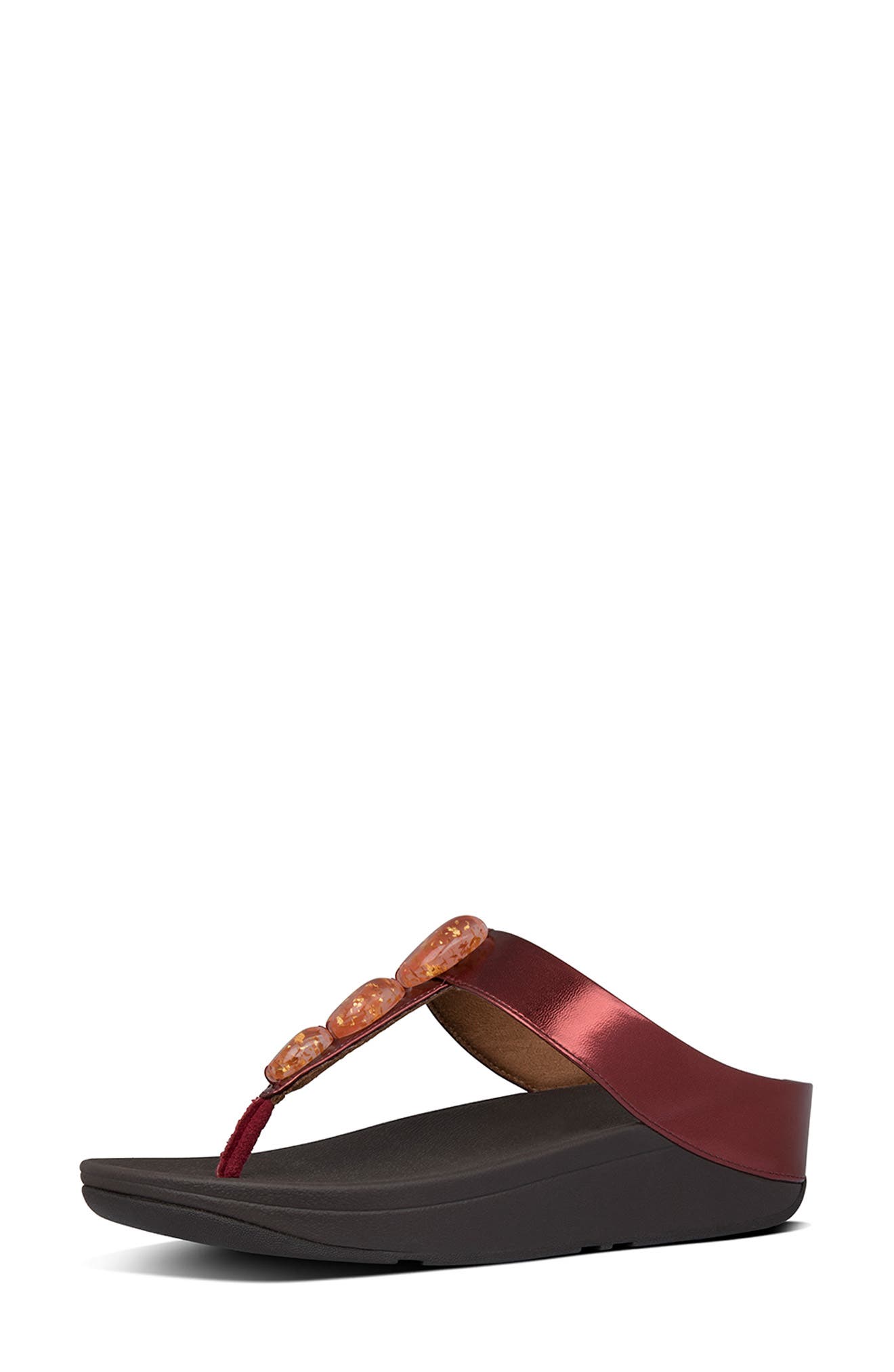 FitFlop Fino Metallic Stone Wedge Flip Flop, Alternate, color, 