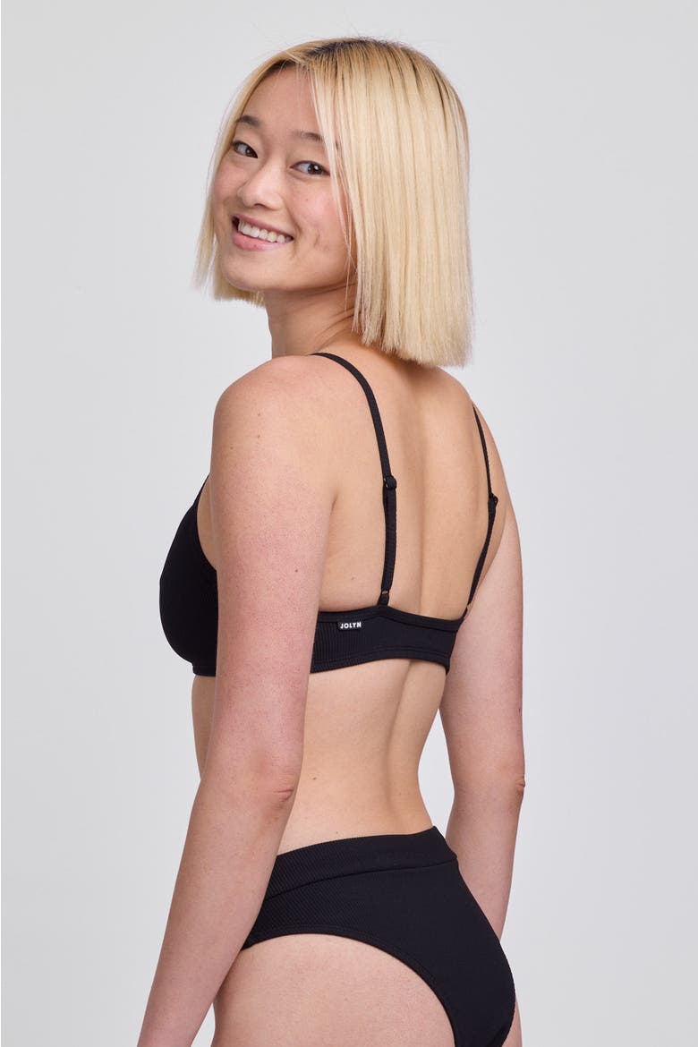 Eryn Bikini Top, Alternate, color, Black Ribbed