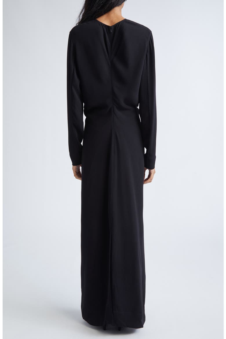 Slouch Waist Long Sleeve Cady Dress, Alternate, color, BLACK
