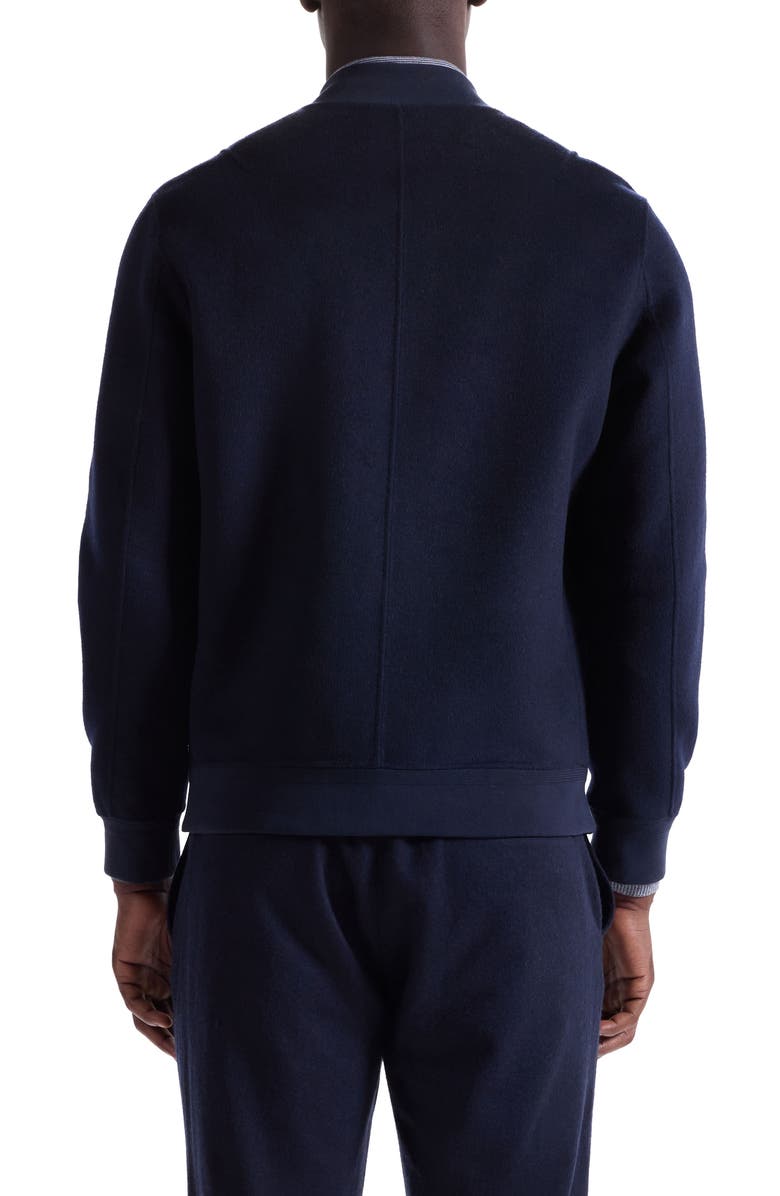Bugatchi Brushed Wool Blend Bomber Jacket, Alternate, color, Navy
