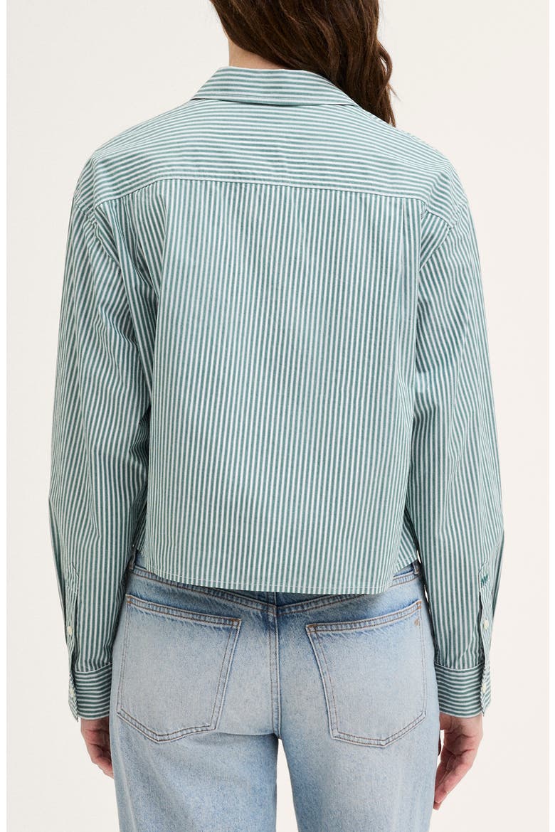 The Cropped Easy Shirt, Alternate, color, DARK FOREST AND WHITE STRIPE