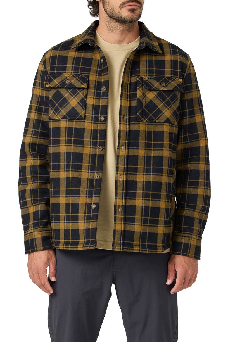 Traveler Plaid Cotton Blend Shirt Jacket, Main, color, DARK KHAKI