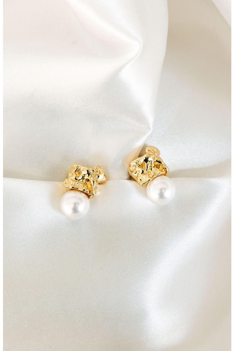 Gossamer Pearl Drop Earrings, Alternate, color, Gold