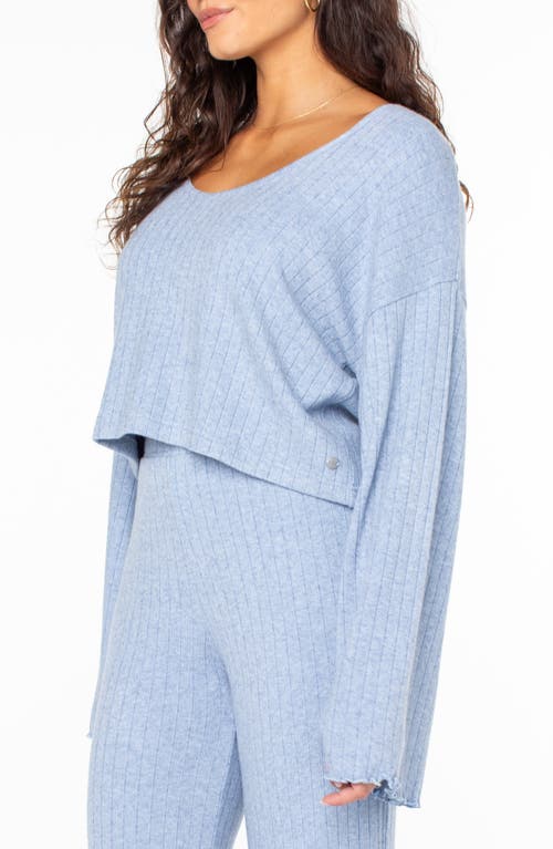 Roxy Sandy Coast Long Sleeve Crop Top In Blue
