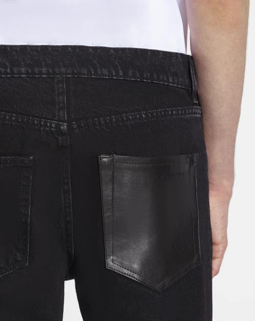 Lanvin Straight Leather Patch Pants In Denim In Black