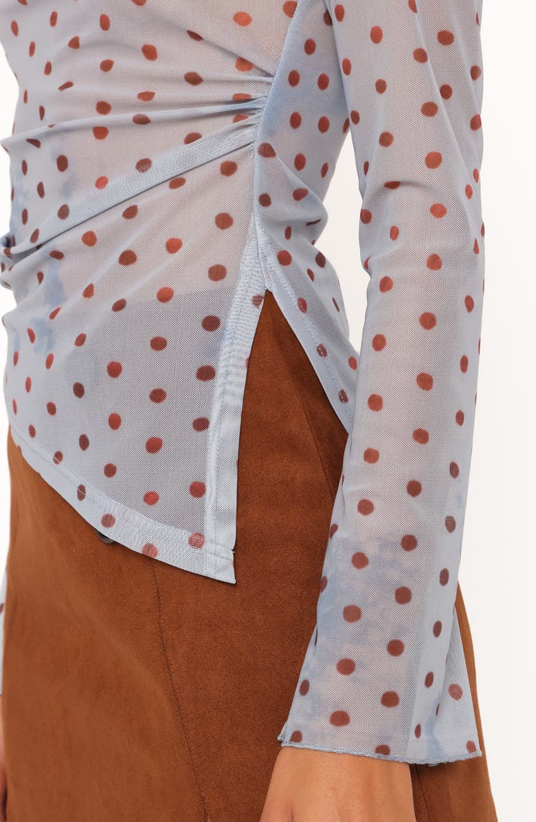 Petal & Pup Annora Dot Asymmetric Mesh Top, Alternate, color, Blue Dot