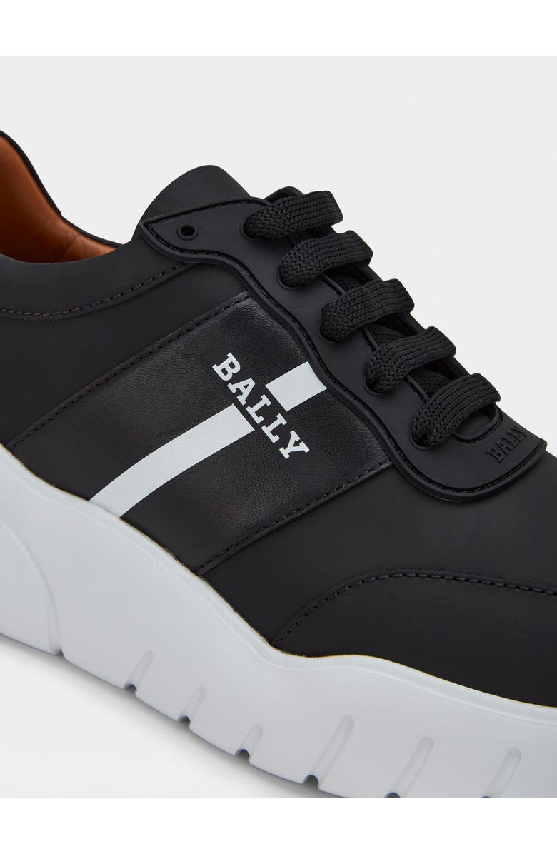 Bally Sneaker in Rubber-Coated Leather, Alternate, color, Black