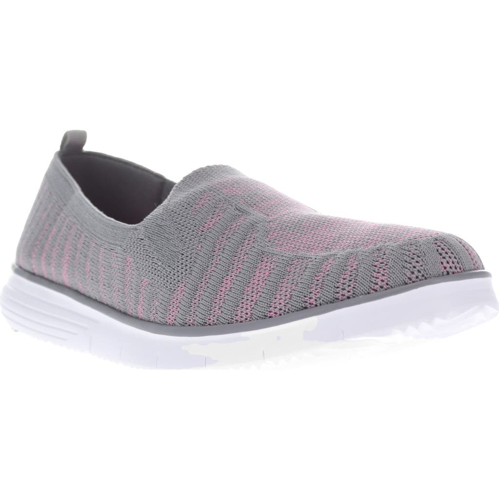 Propét Travelfit Slip-on Sneaker In Grey/pink Fabric