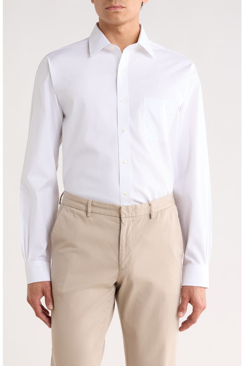 Regular Fit Non-Iron Cotton Dress Shirt, Main, color, WHITE