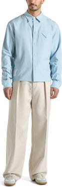 Manière De Voir Arlo Pinstripe Cropped Long Sleeve Shirt