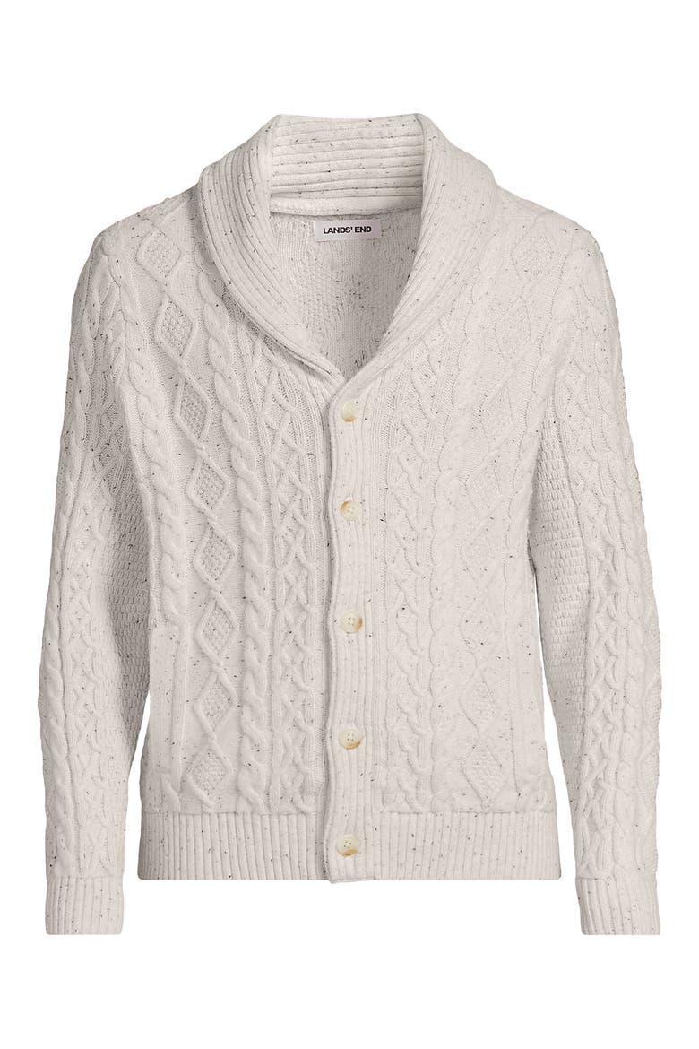 Cotton Blend Cable Shawl Cardigan Sweater, Alternate, color, Antiqued Alabaster Donegal