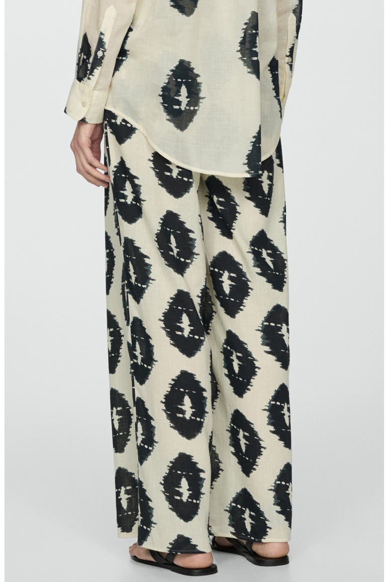 Print Cotton Pull-On Wide Leg Pants, Alternate, color, ECRU