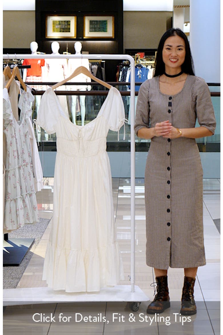 Puff Sleeve Cotton Midi Dress video