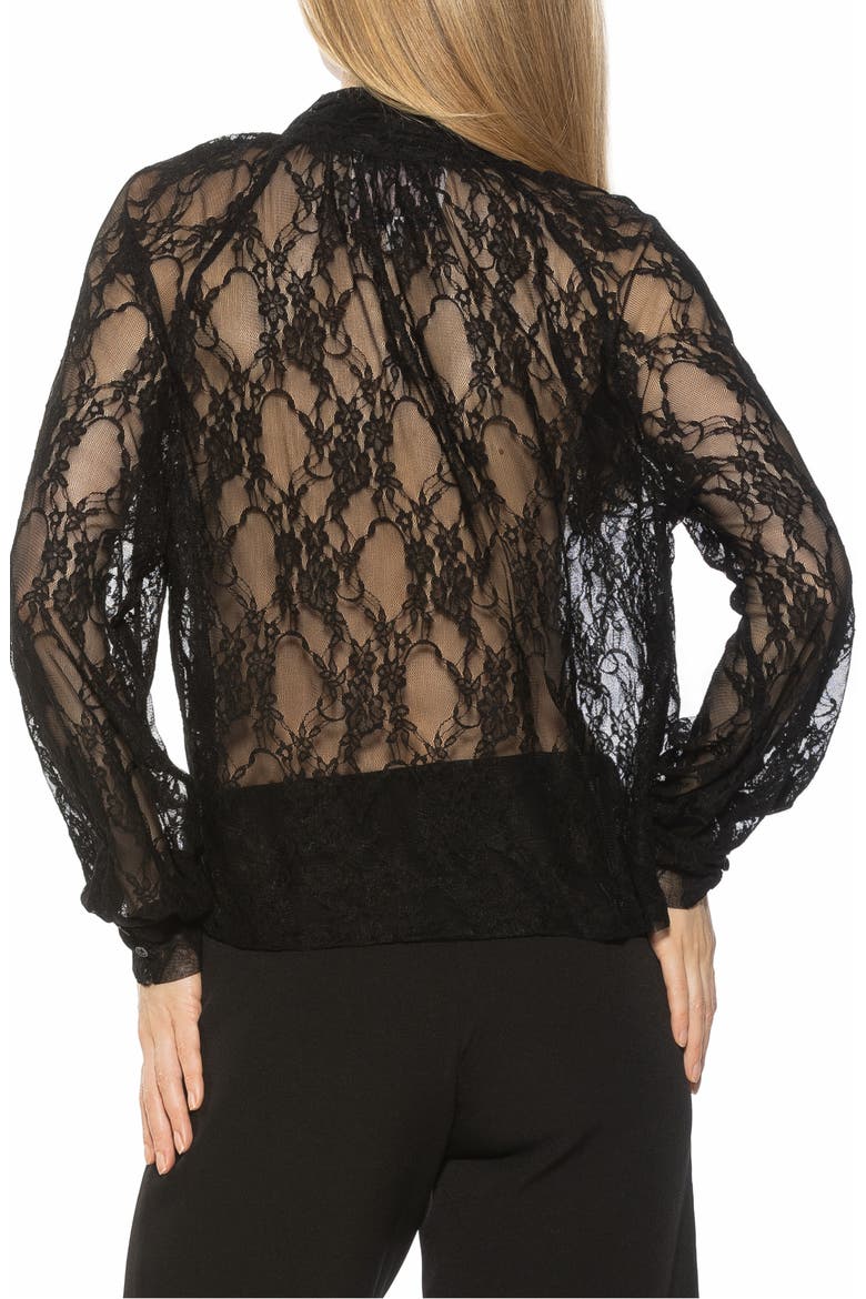 Rae Lace Top with Neck Tie, Alternate, color, BLACK