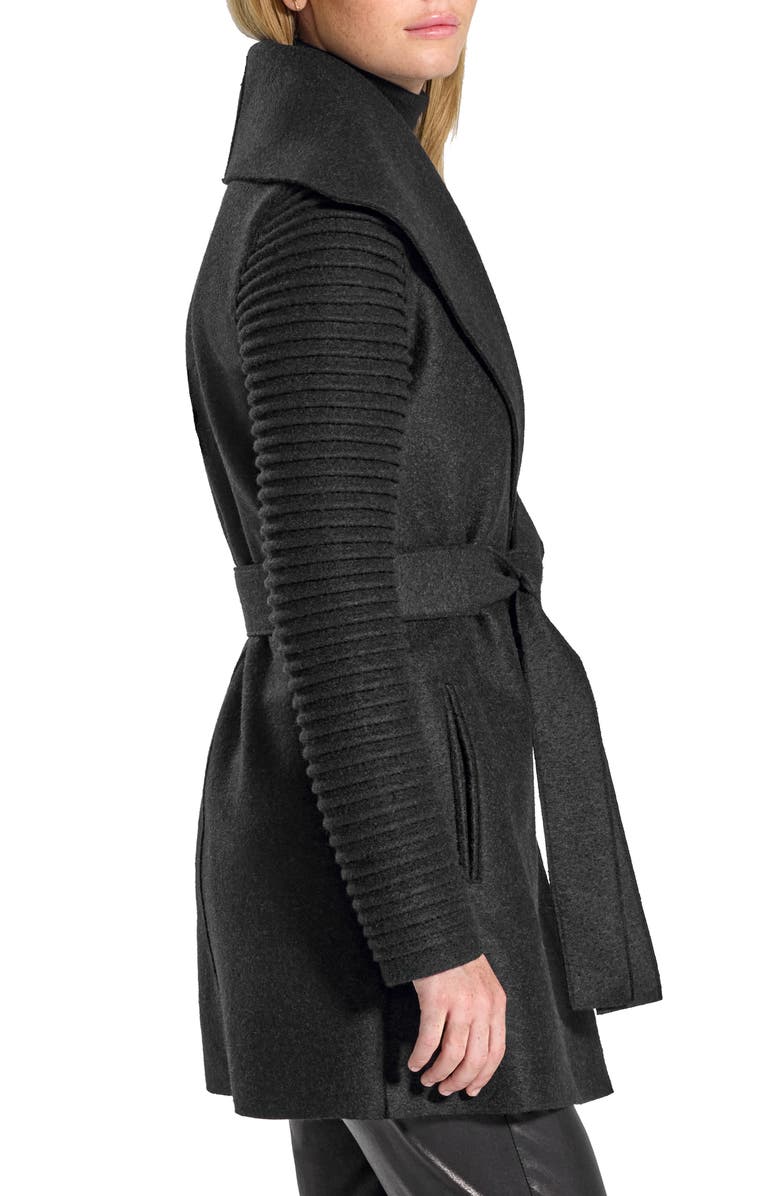 SENTALER Rib Sleeve Alpaca & Wool Wrap Coat, Alternate, color, 