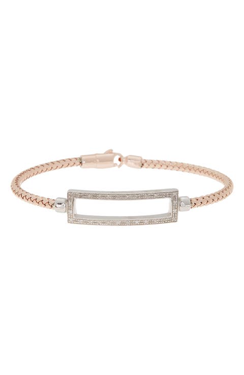 18K Gold Plated Stainless Steel Diamond Bangle Bracelet - 0.2 ctw.