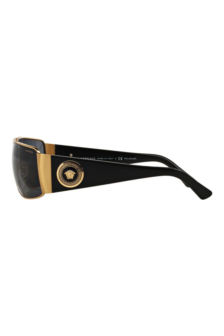 63mm Polarized Oversize Rectangular Sunglasses, Alternate, color, GOLD/ GREY