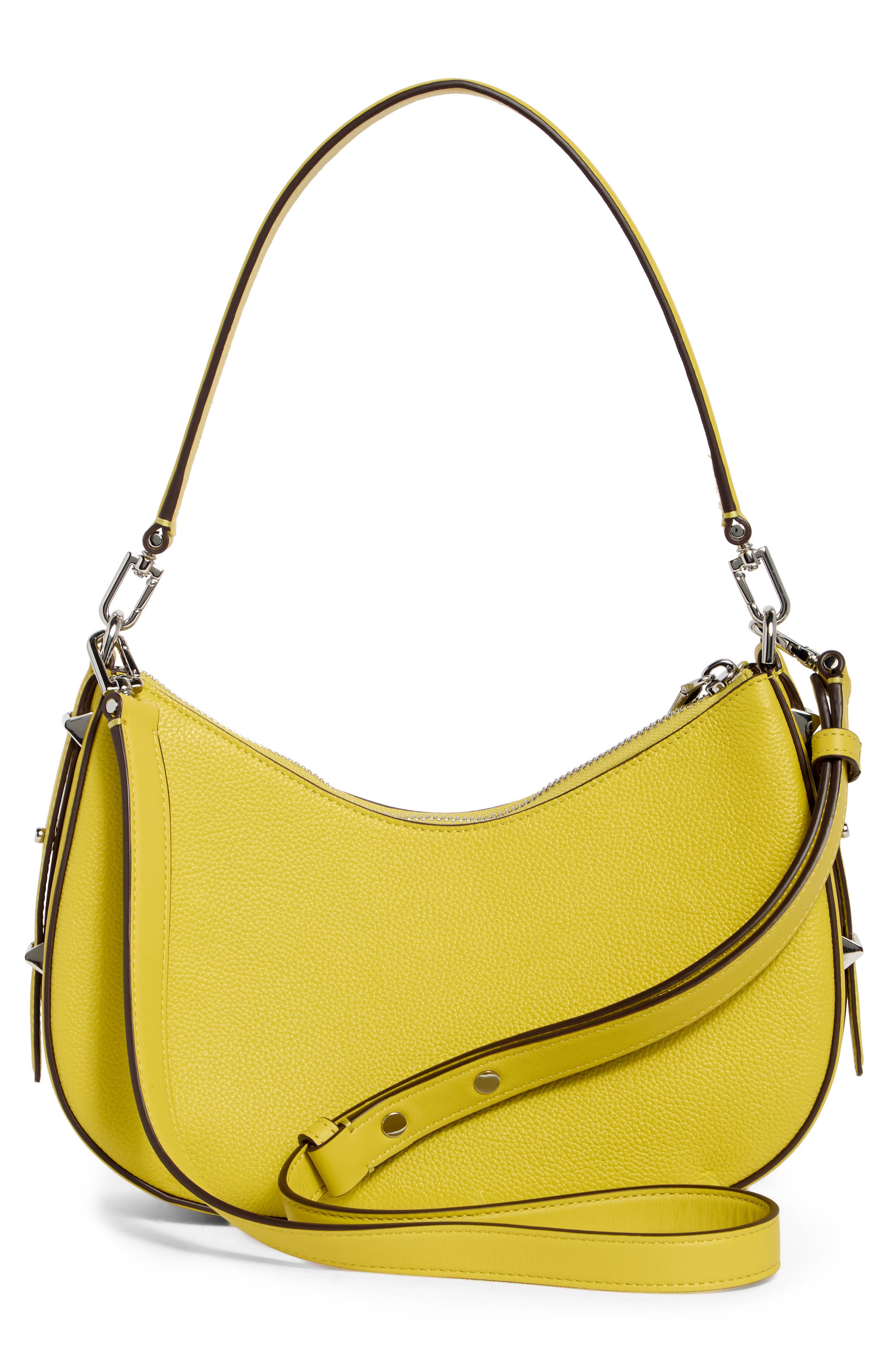 liv pebble leather convertible shoulder bag, Alternate, color, LIME SLICE