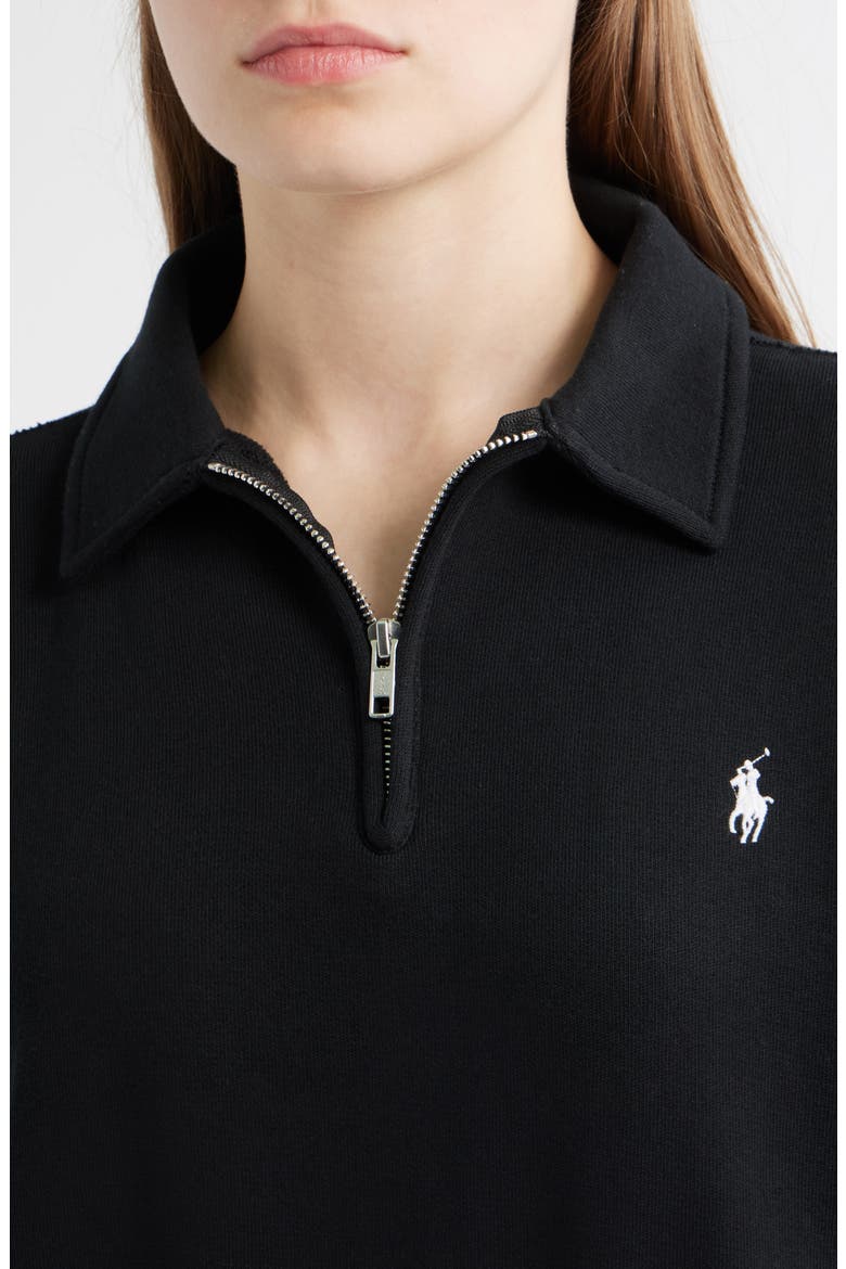 Cotton Blend Fleece Quarter-Zip Sweatshirt, Alternate, color, POLO BLACK