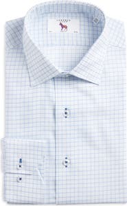Lorenzo Uomo Trim Fit Textured Windowpane Check Cotton Dress Shirt