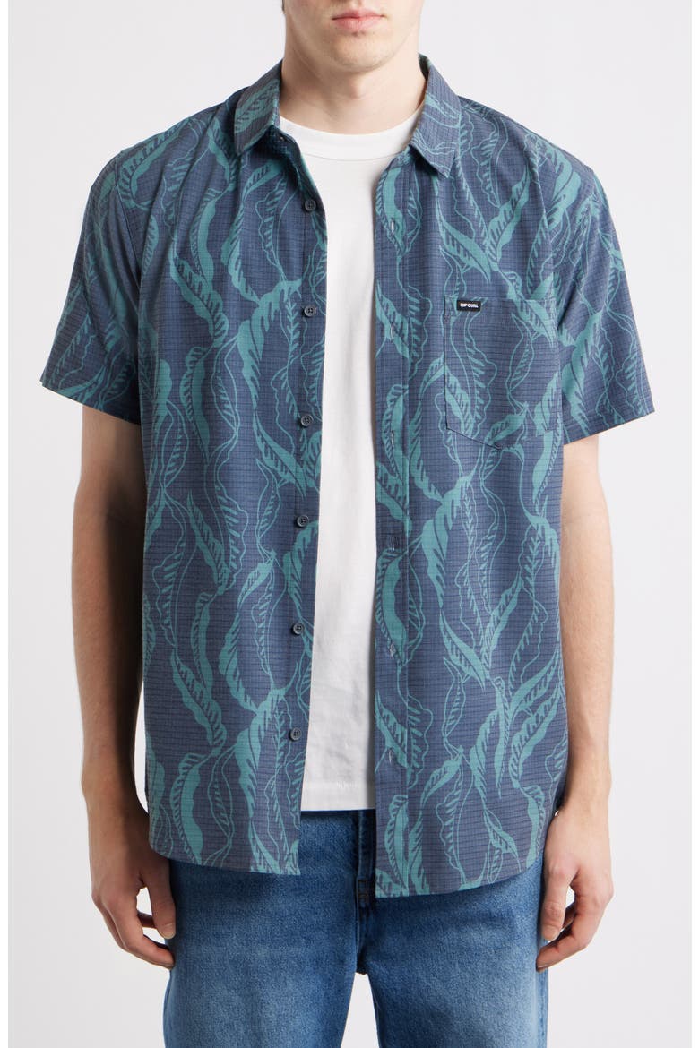 Sessions Aerotech Short Sleeve Performance Button-Up Shirt, Main, color, DARK NAVY