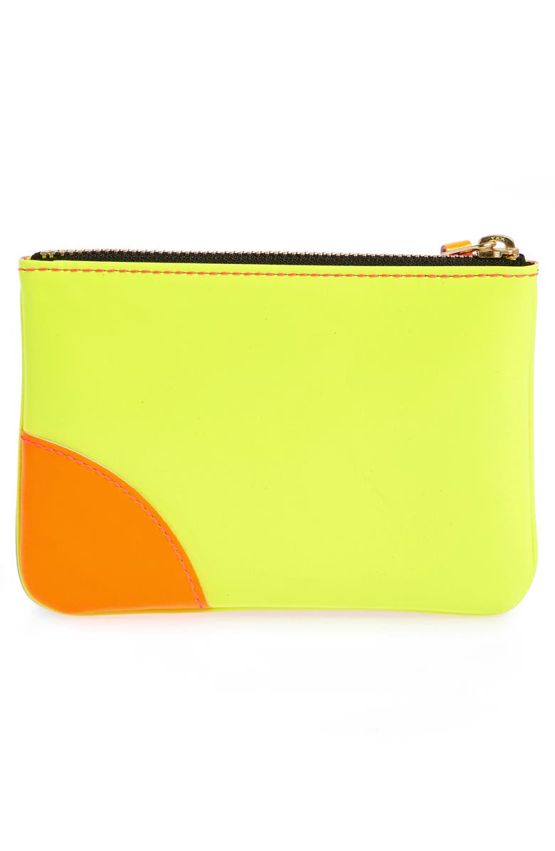 Comme des Garçons Super Fluo Leather Line Zip Pouch, Alternate, color, Pink Yellow