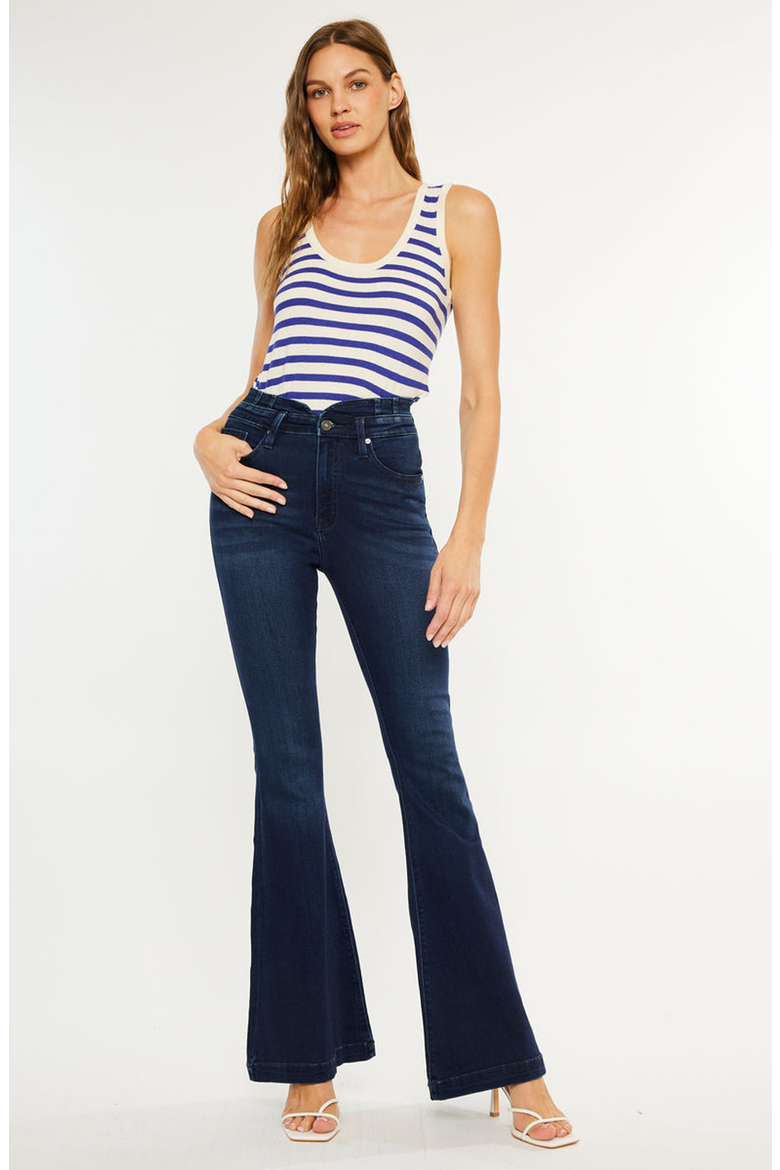 Elowen High Rise Super Flare Jeans, Main, color, Dark Wash