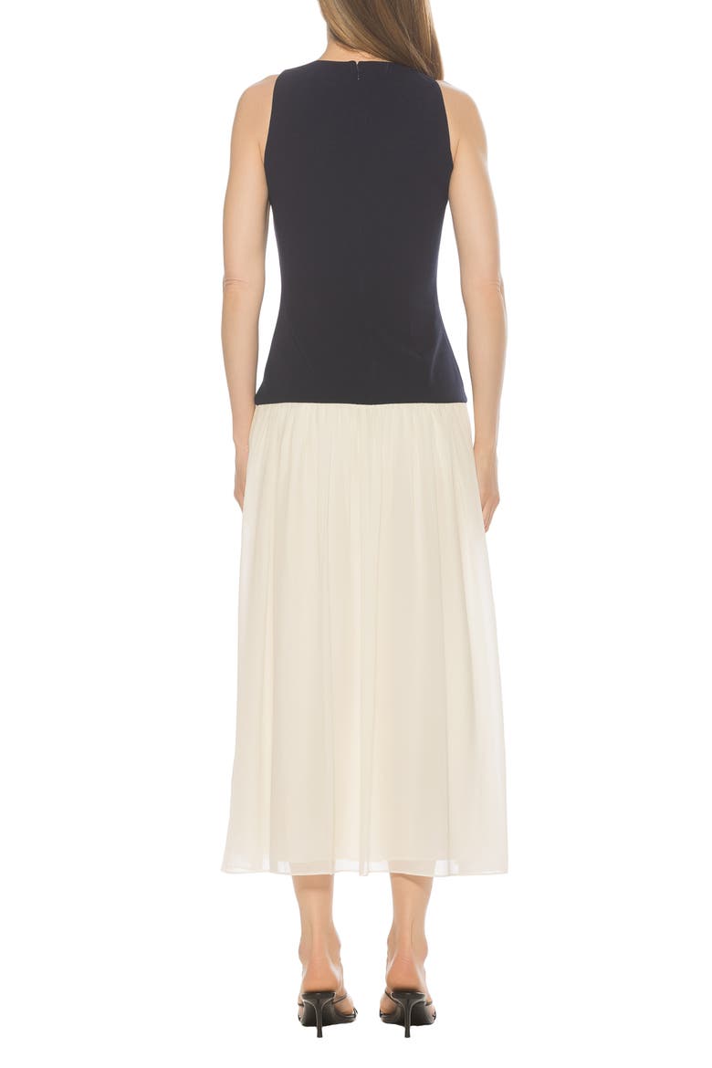 Dorian Halter Neck Midi Dress, Alternate, color, NAVY/ WHITE