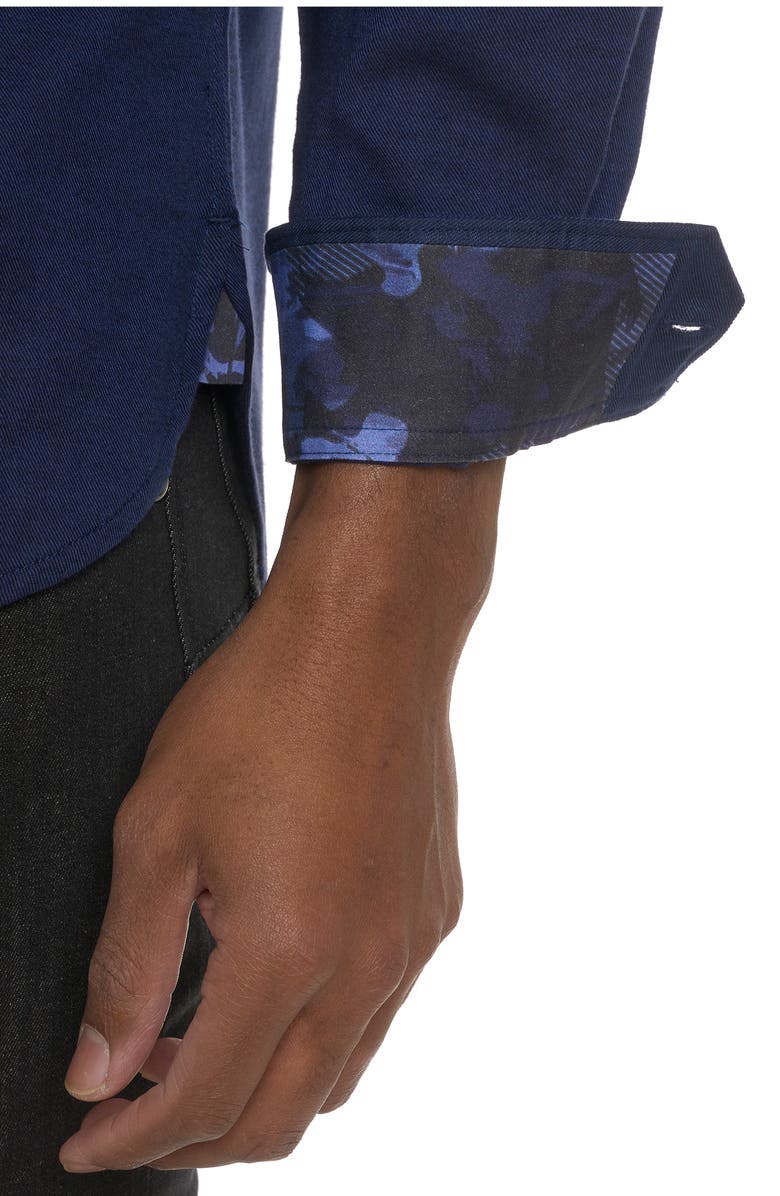 Robert Graham Santa Croce Cotton Blend Button-Up Shirt, Alternate, color, Indigo