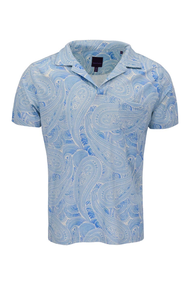Marakesh Paisley Mens Wool Johnny Collar Polo, Alternate, color, MARAKESH PAISLEY TEAL
