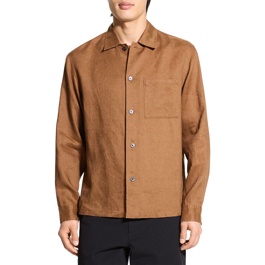 Theory Long Sleeve Button Front Linen Shirt
