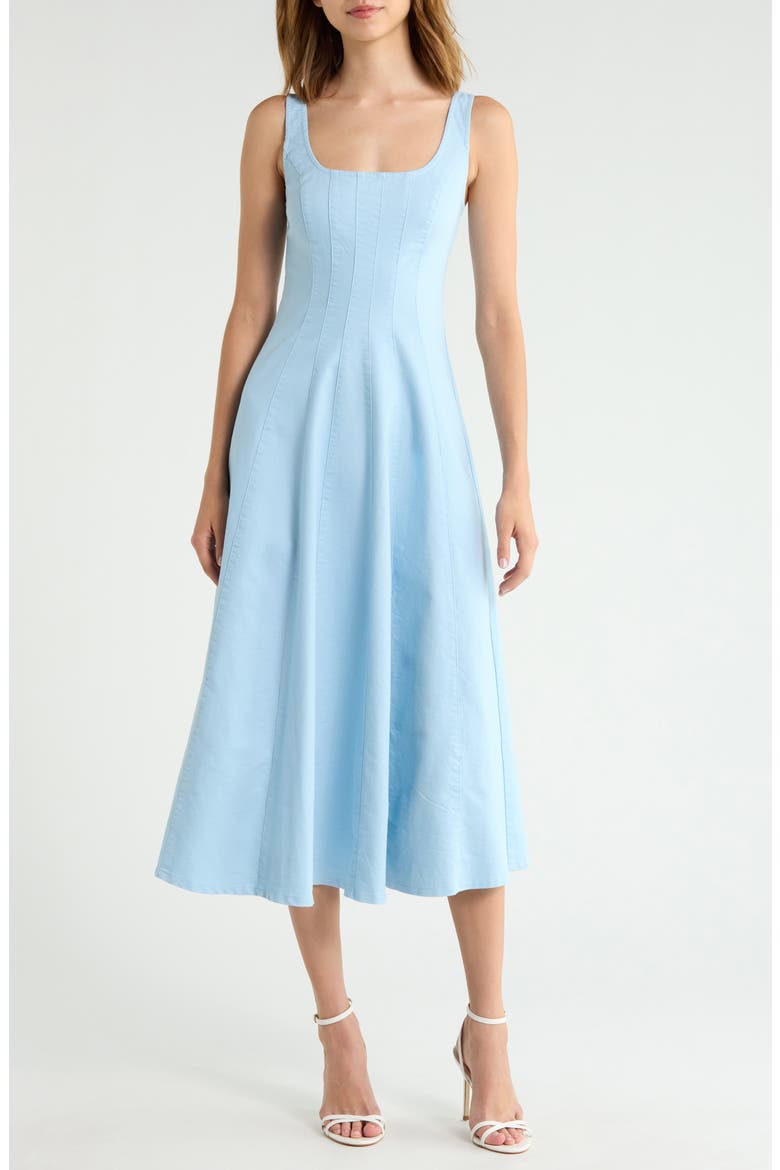 Una Fit & Flare Midi Dress, Main, color, BLUE