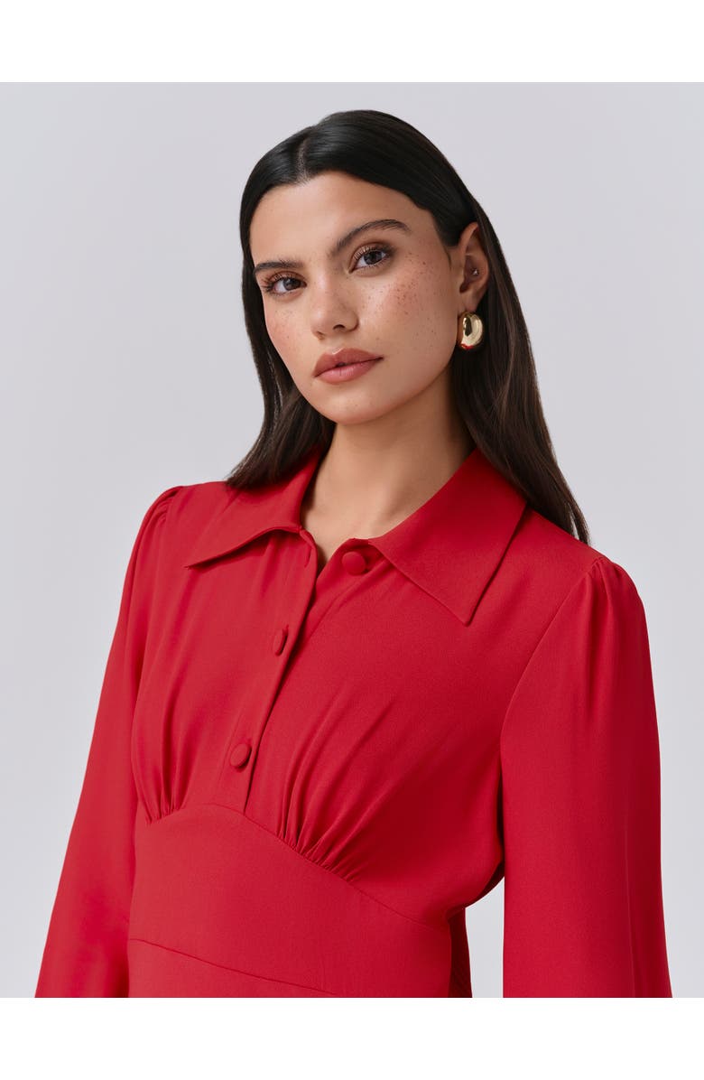 Ghost London Wendy Crepe Collared Neck Midi Dress, Alternate, color, Red