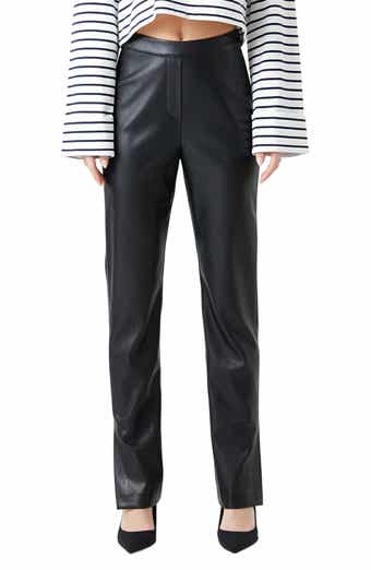 High Waist Slit Faux Leather Pants