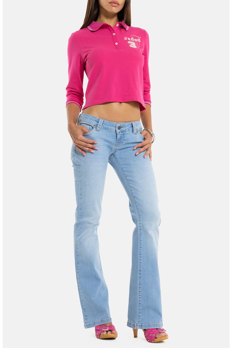 Embroidered Cropped Polo, Alternate, color, PINK
