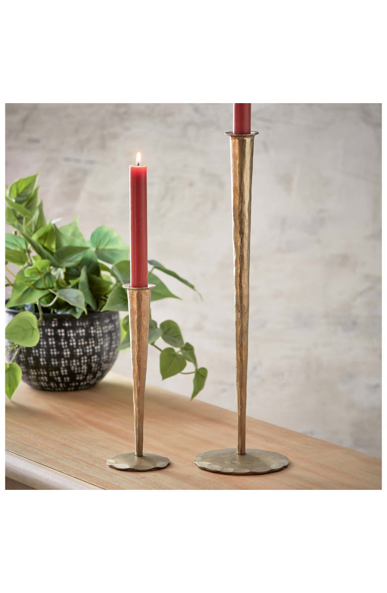 tag Ibiza Forged Tall Taper Candle Holder Antique Gold Iron, Alternate, color, Gold