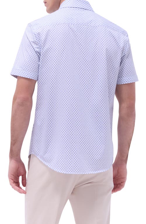 Bugatchi Miles Ooohcotton® Geo Print Short Sleeve Button-up Shirt In Lilac