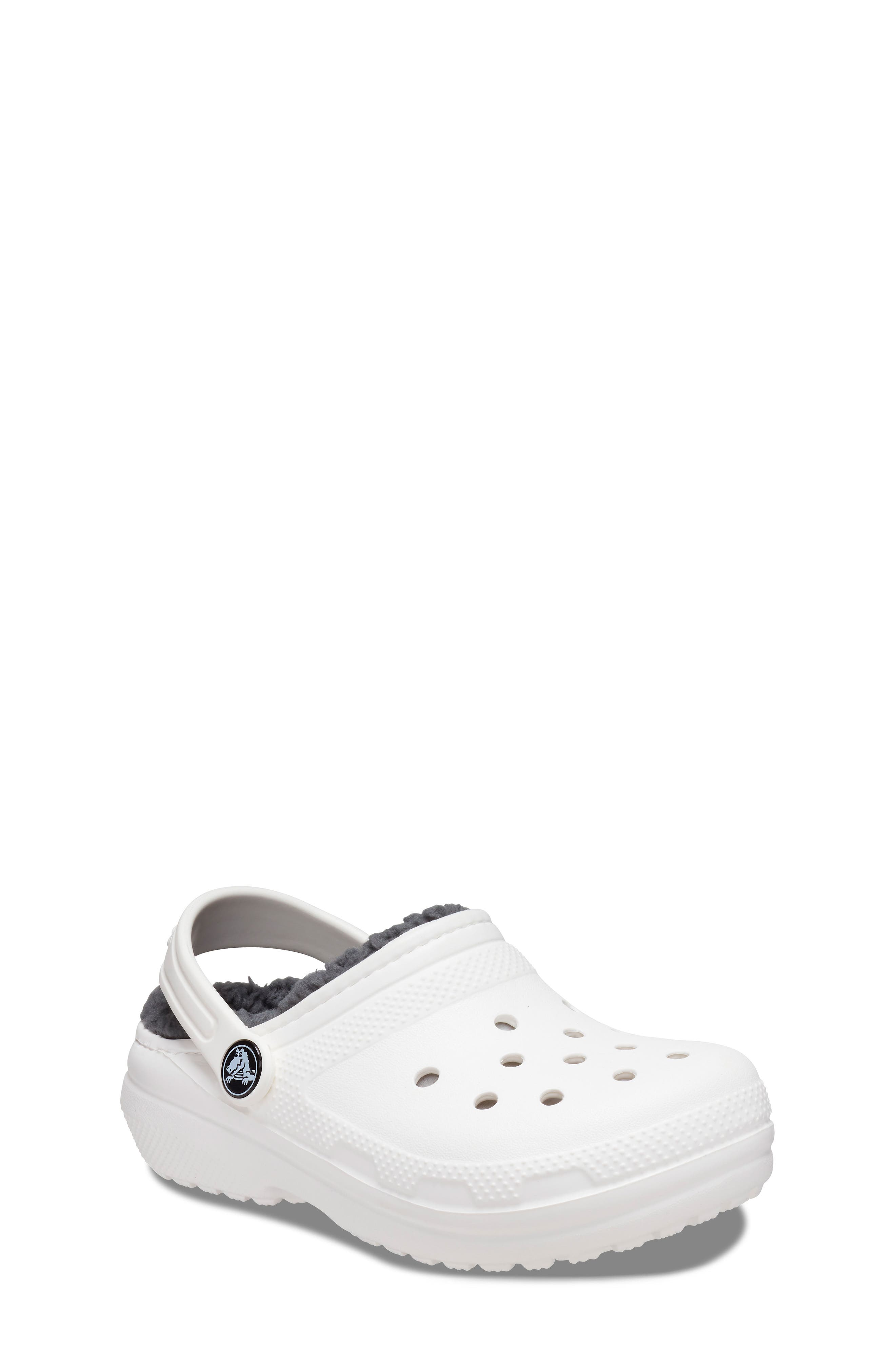 Kids' Classic Faux Fur Lined Clog, Main, color, WHITE/ GREY