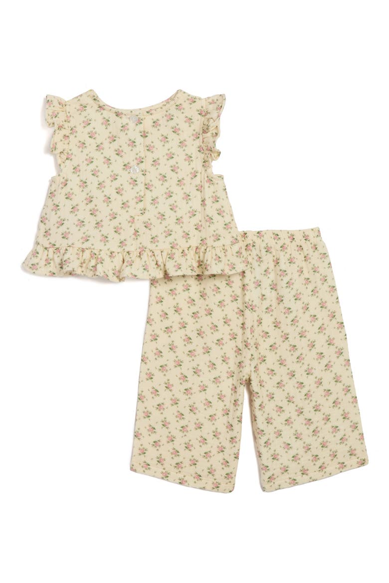 Kids' Floral Gauze Top & Wide Leg Pants Set, Alternate, color, CREAM