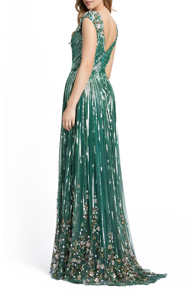 Sequin Embellished A-Line Gown, Alternate, color, SAGE