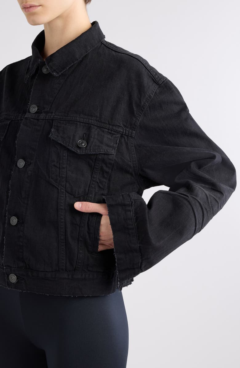 Balenciaga Small Fit Denim Crop Jacket, Alternate, color, 