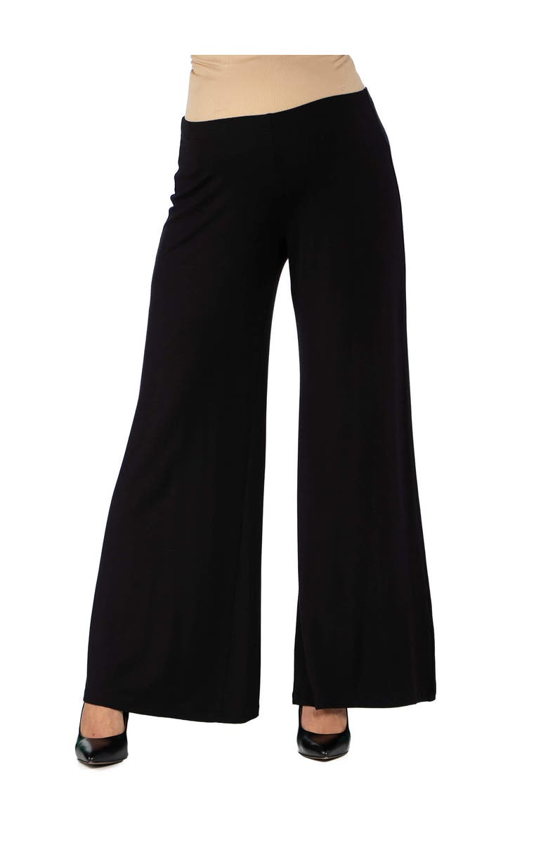 24seven Comfort Apparel Maternity Solid Color Palazzo Pants, Main, color, Black