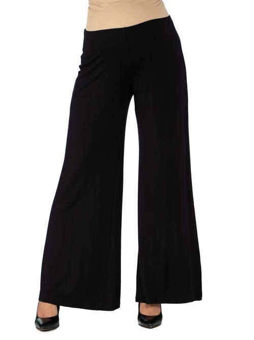 24seven Comfort Apparel Maternity Solid Color Palazzo Pants In Black