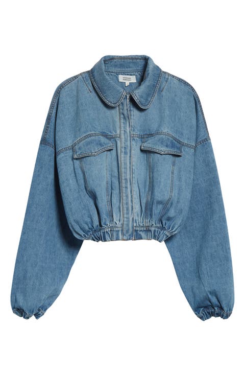 Baby Bubble Hem Denim Bomber Jacket