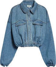 renaissance renaissance Baby Bubble Hem Denim Bomber Jacket