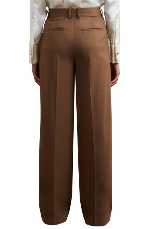 Reiss Solene Wool Blend Wide Leg Pants In Brown
